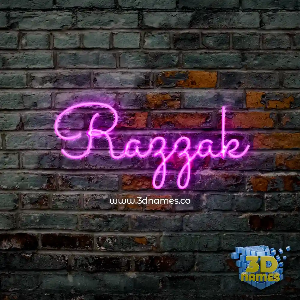 razzak in Pink Neon style - 3D name wallpaper