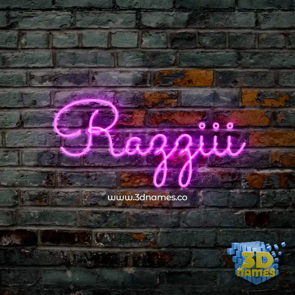 razziii in Pink Neon style - 3D name wallpaper