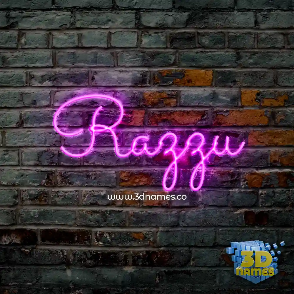 razzu in Pink Neon style - 3D name wallpaper