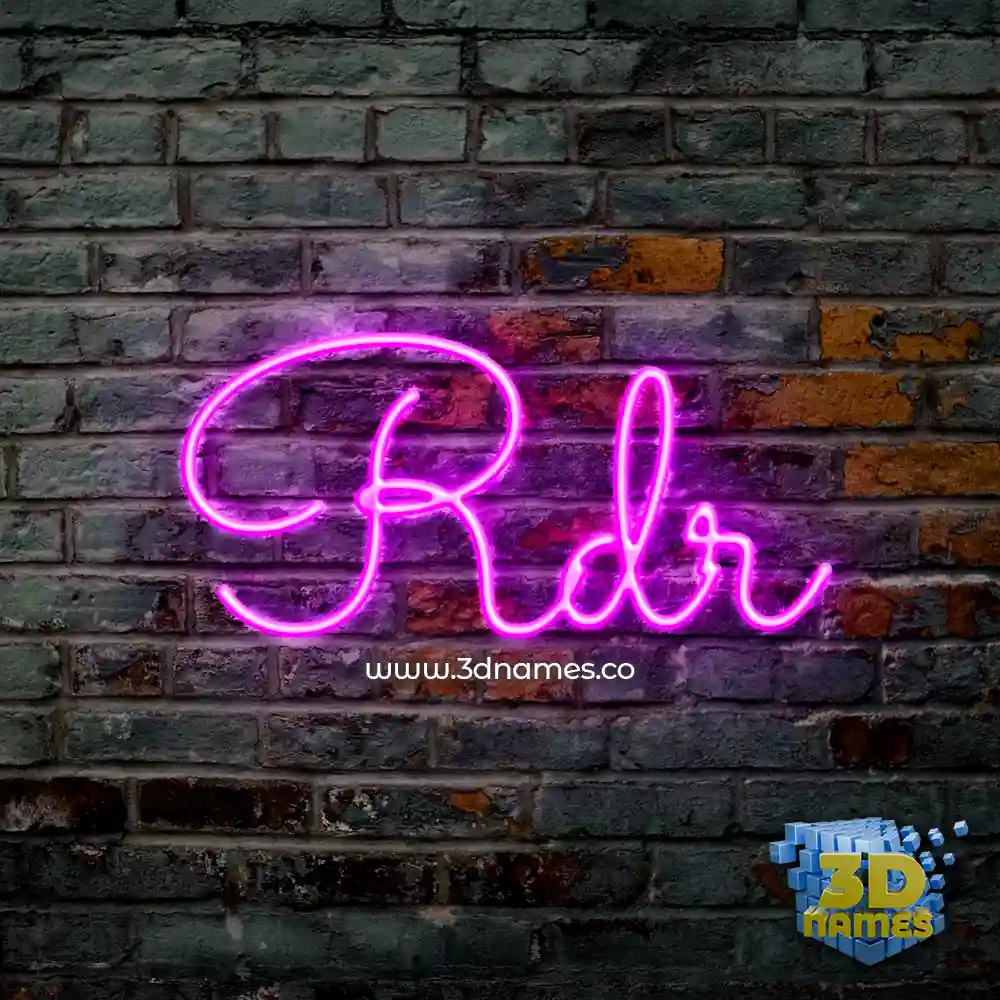 rdr in Pink Neon style - 3D name wallpaper