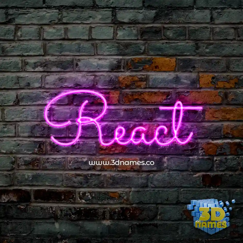 react in Pink Neon style - 3D name wallpaper