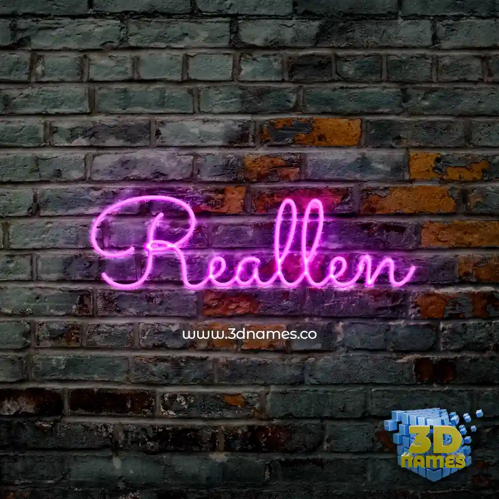 reallen in Pink Neon style - 3D name wallpaper