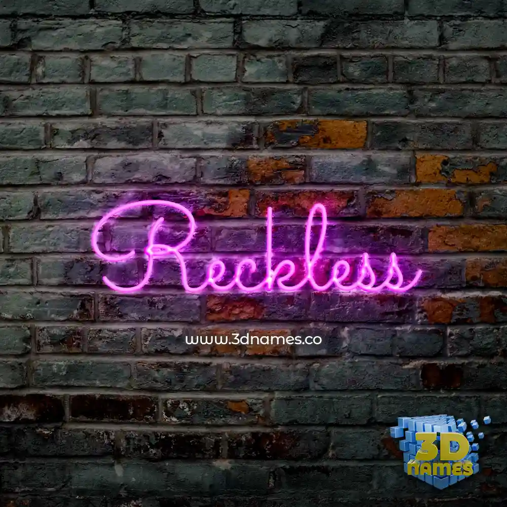 reckless in Pink Neon style - 3D name wallpaper