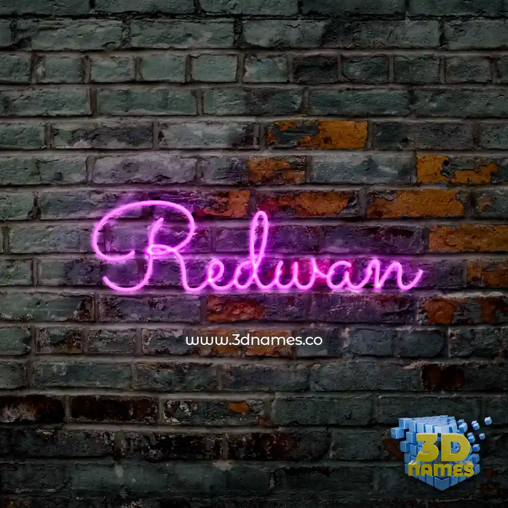 redwan in Pink Neon style - 3D name wallpaper