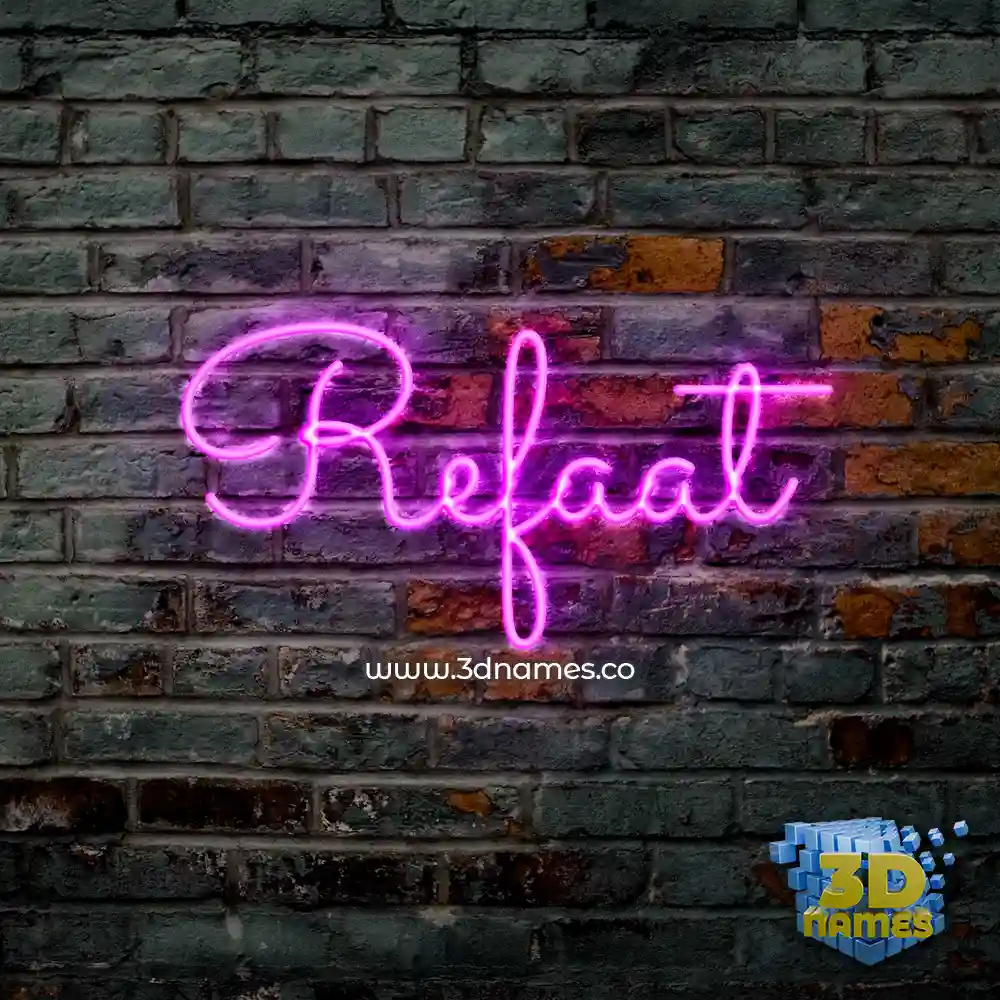 refaat in Pink Neon style - 3D name wallpaper