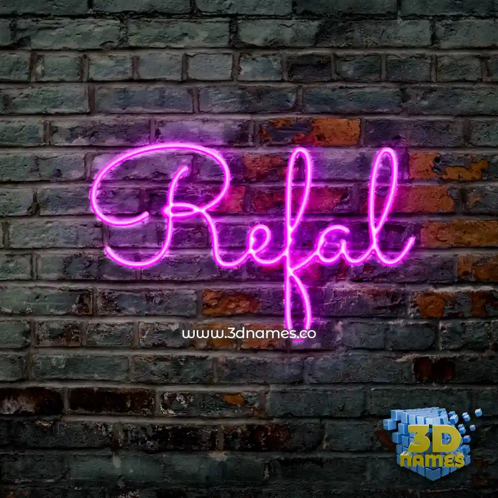 refal in Pink Neon style - 3D name wallpaper
