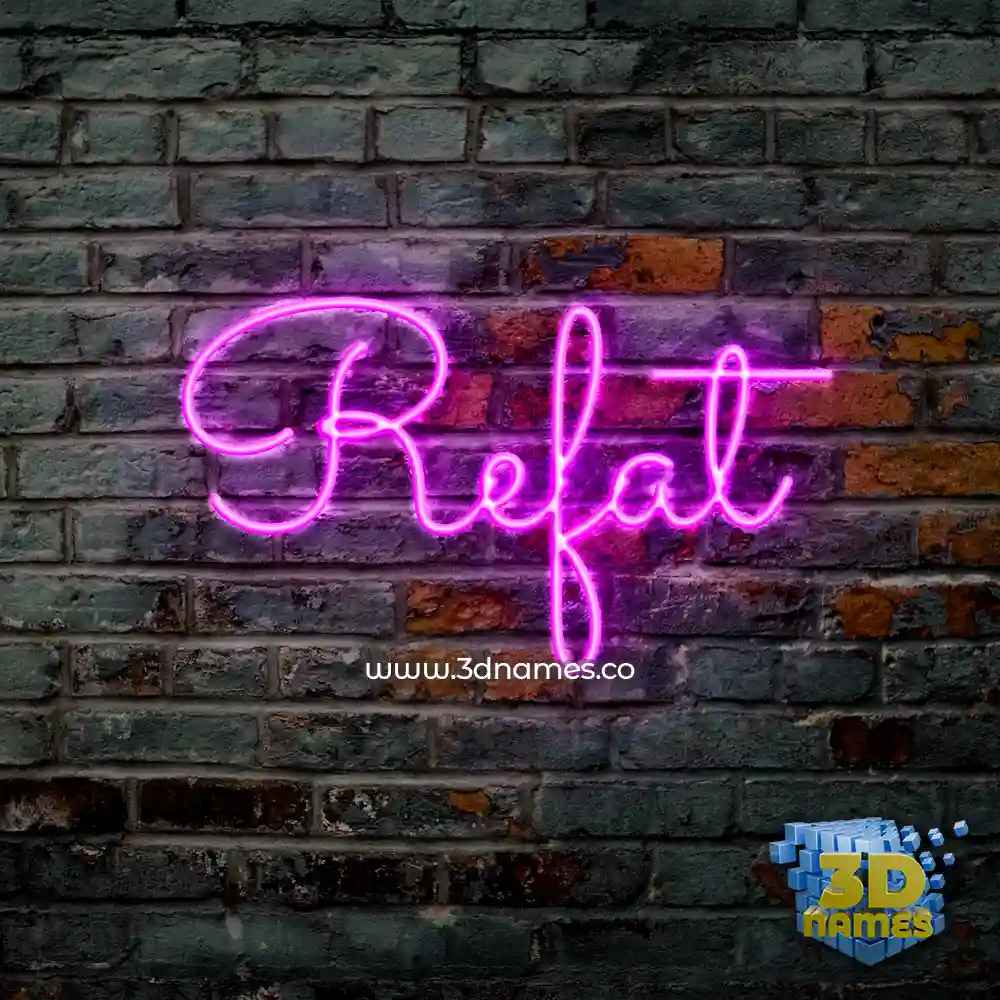 refat in Pink Neon style - 3D name wallpaper