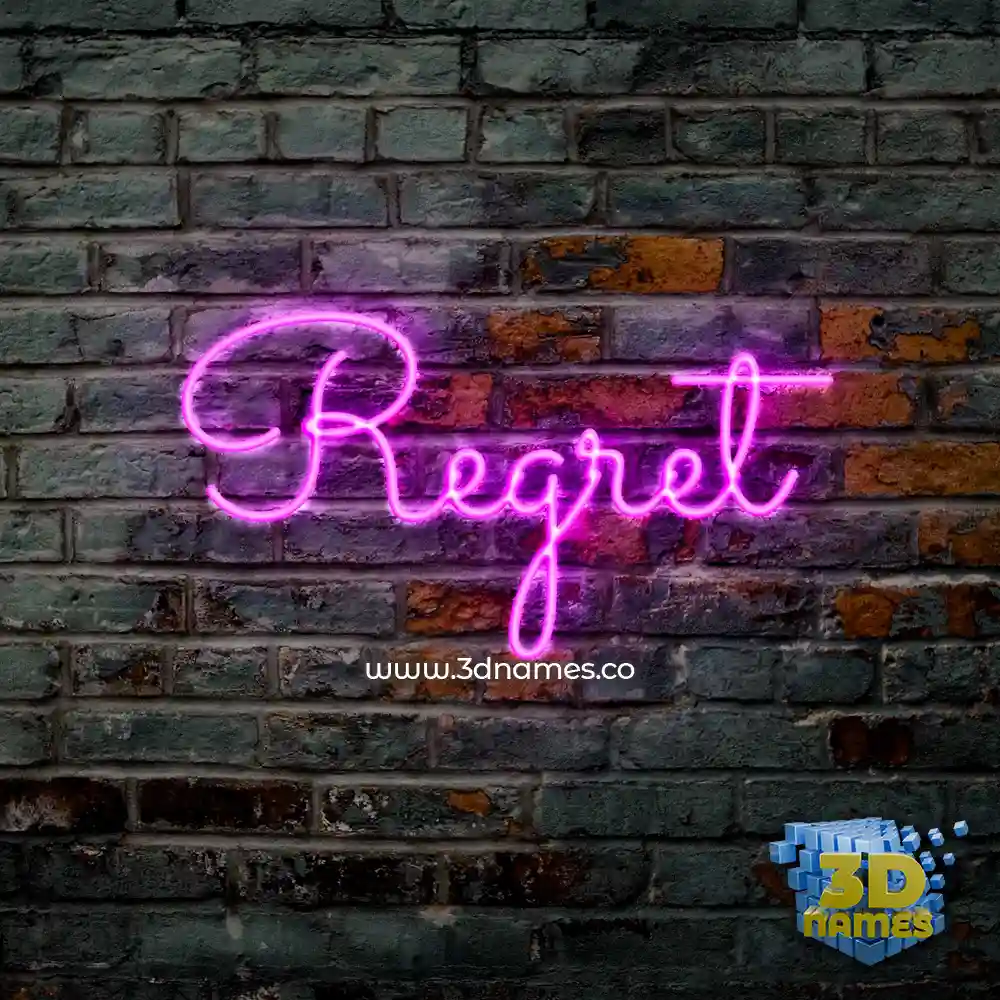 regret in Pink Neon style - 3D name wallpaper