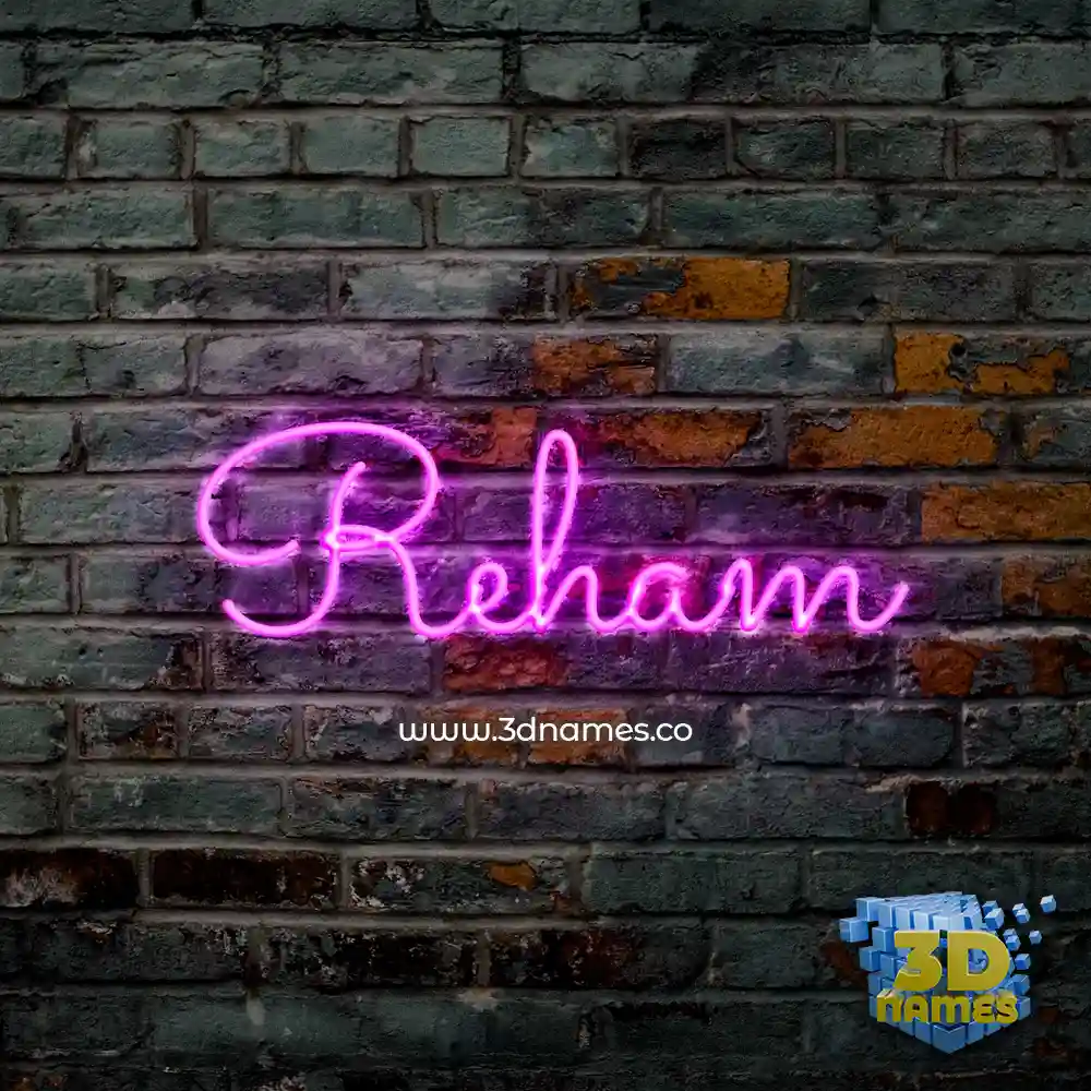 reham in Pink Neon style - 3D name wallpaper
