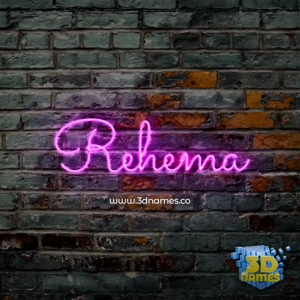 rehema in Pink Neon style - 3D name wallpaper