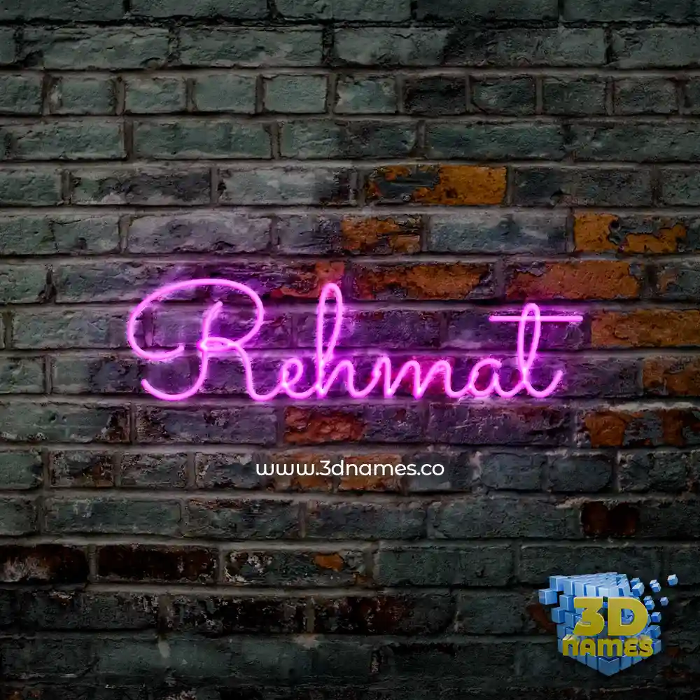 rehmat in Pink Neon style - 3D name wallpaper