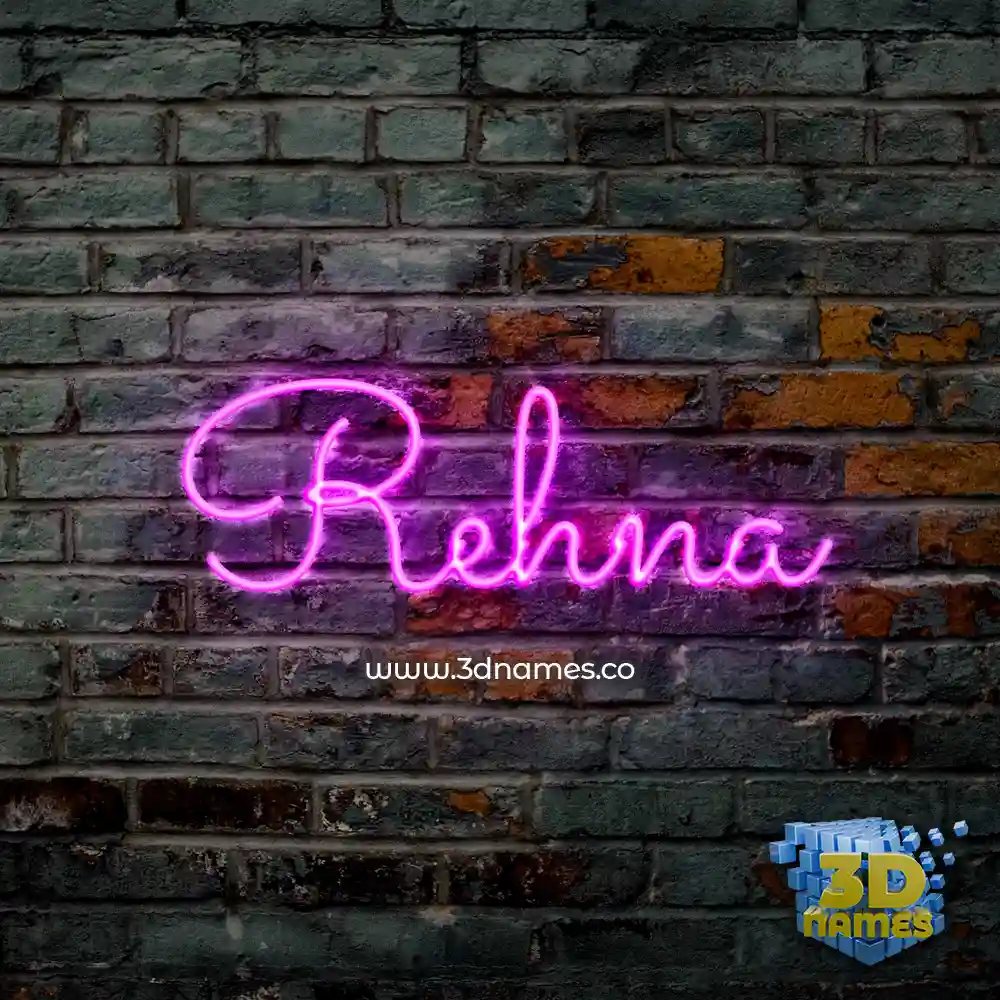rehna in Pink Neon style - 3D name wallpaper