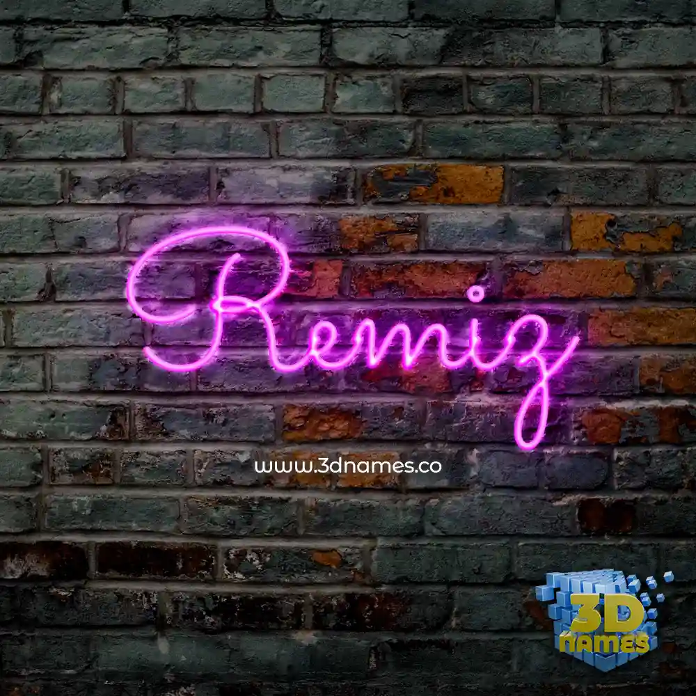 remiz in Pink Neon style - 3D name wallpaper