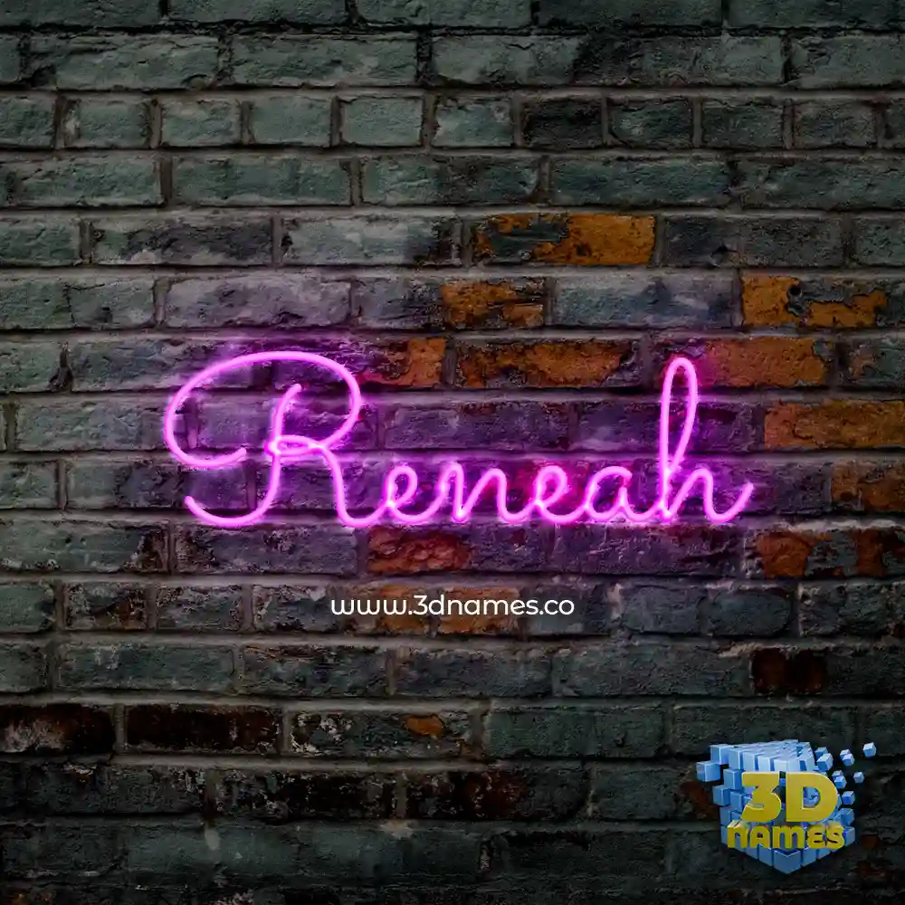 reneah in Pink Neon style - 3D name wallpaper