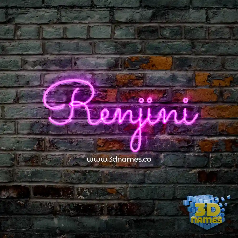 renjini in Pink Neon style - 3D name wallpaper
