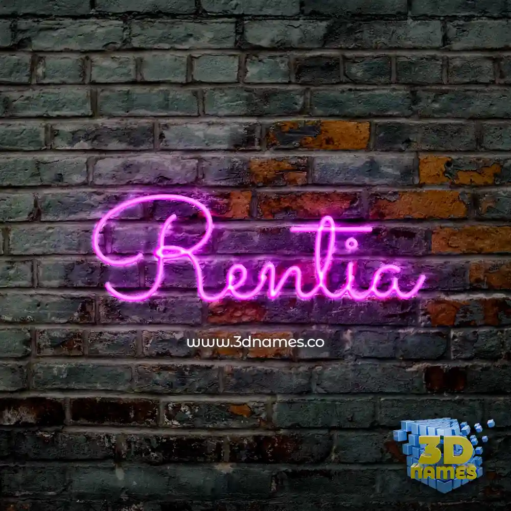 rentia in Pink Neon style - 3D name wallpaper