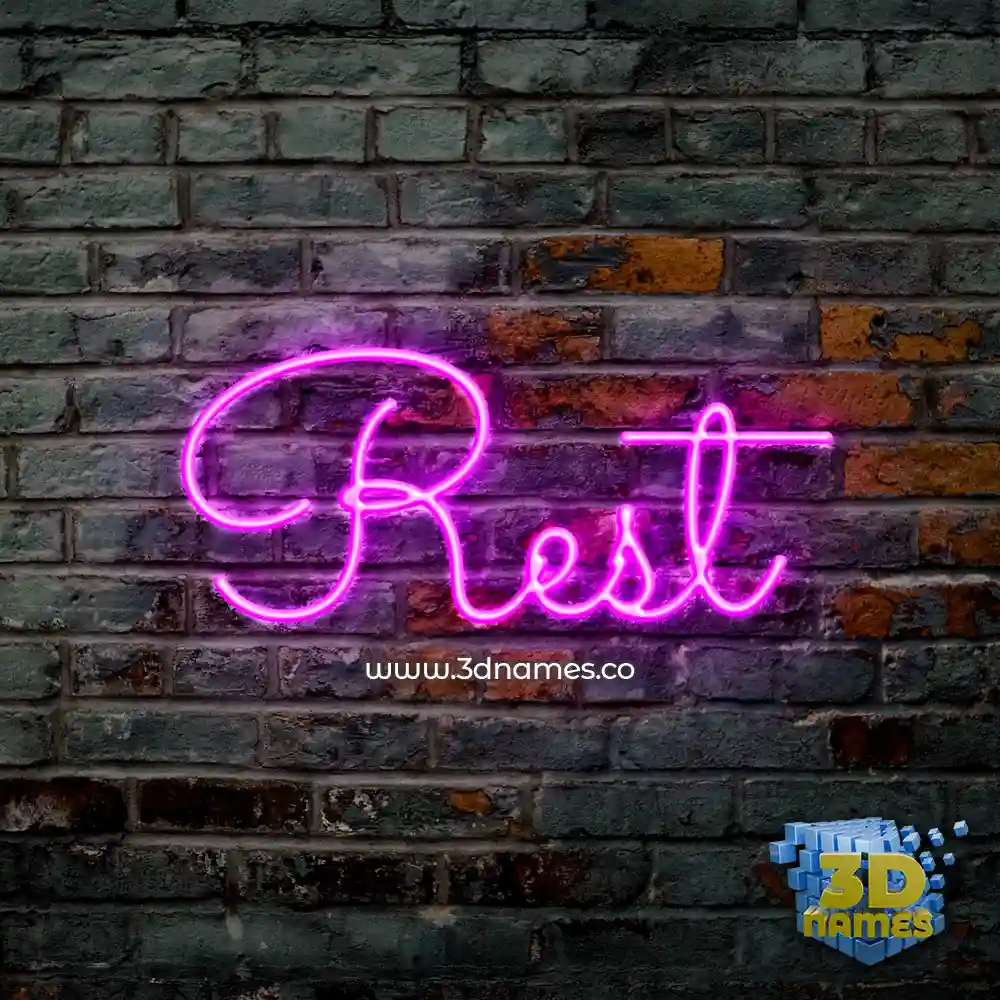 rest in Pink Neon style - 3D name wallpaper