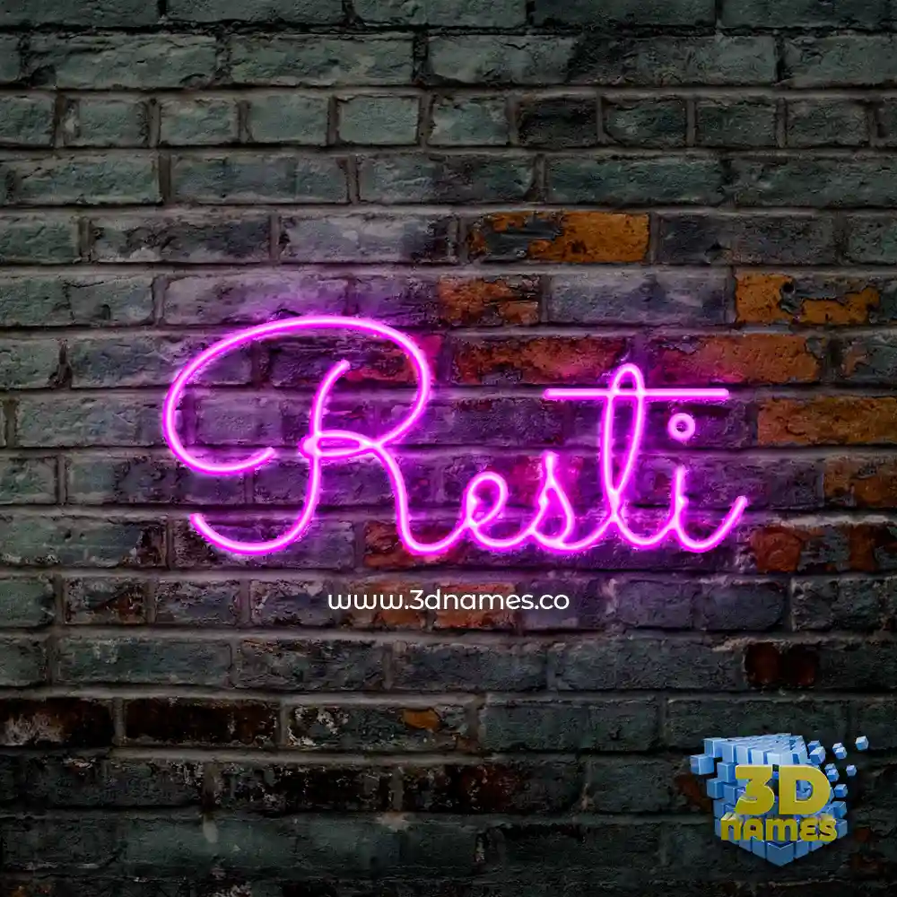resti in Pink Neon style - 3D name wallpaper