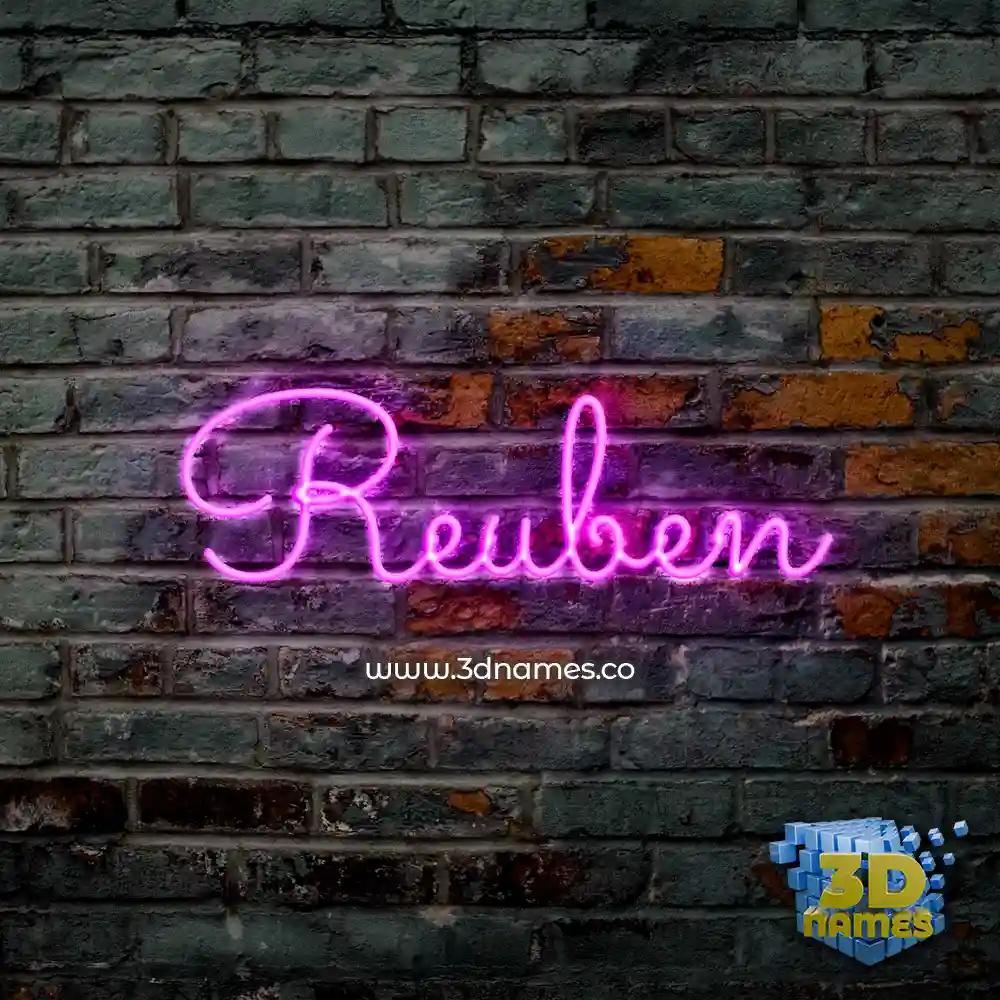reuben in Pink Neon style - 3D name wallpaper