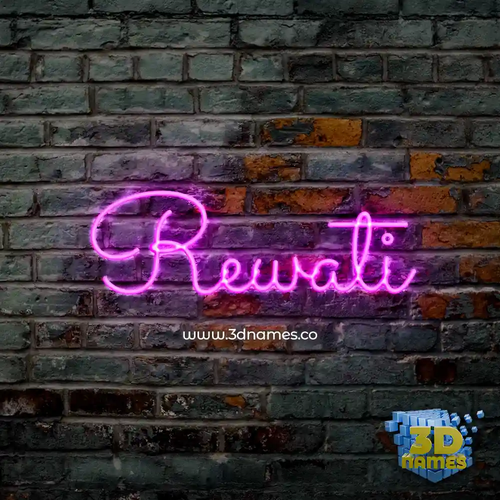 rewati in Pink Neon style - 3D name wallpaper