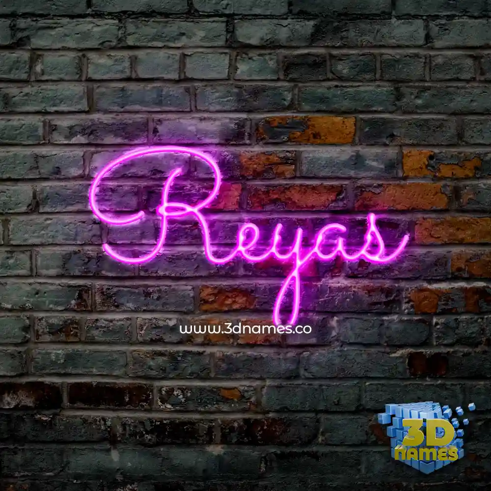 reyas in Pink Neon style - 3D name wallpaper
