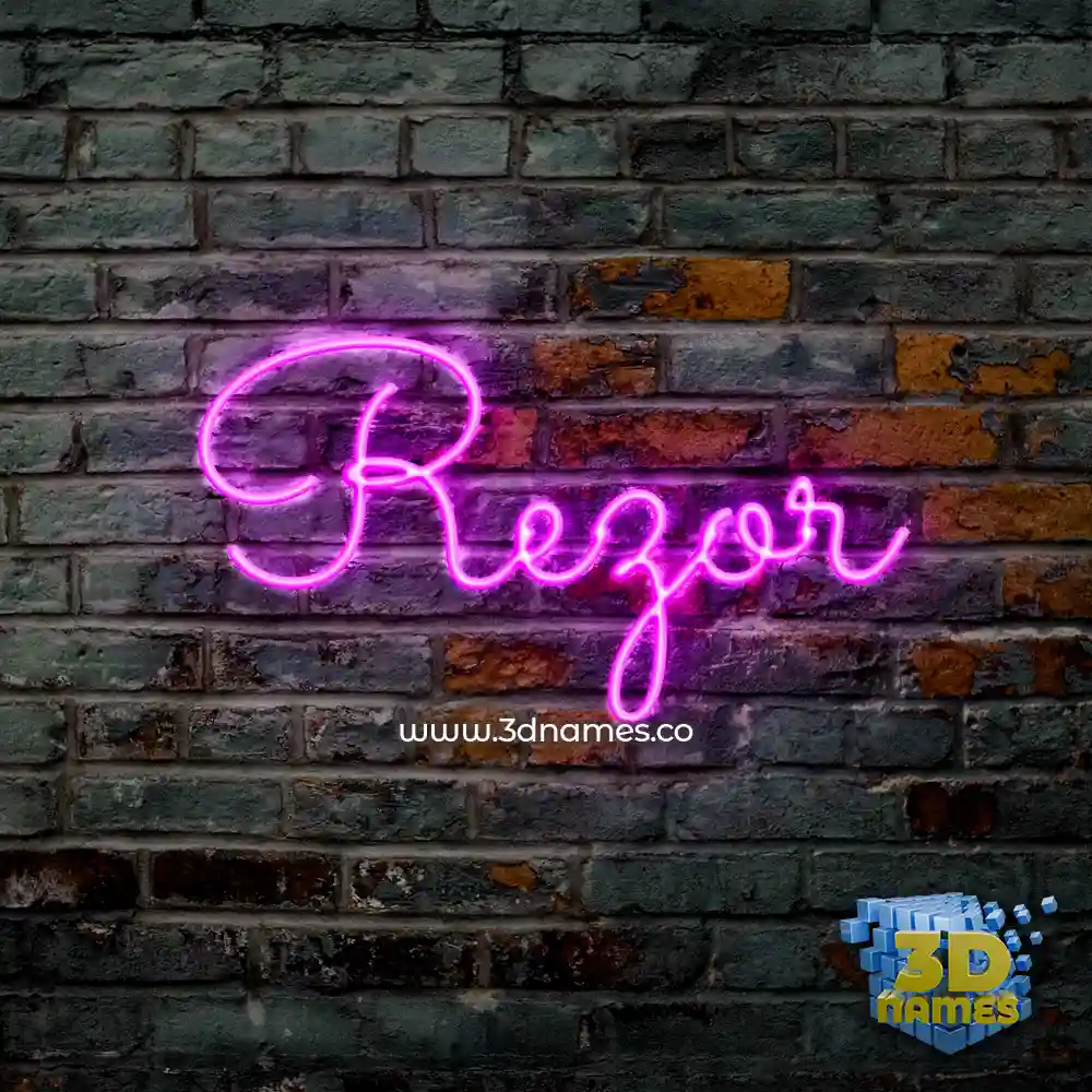 rezor in Pink Neon style - 3D name wallpaper