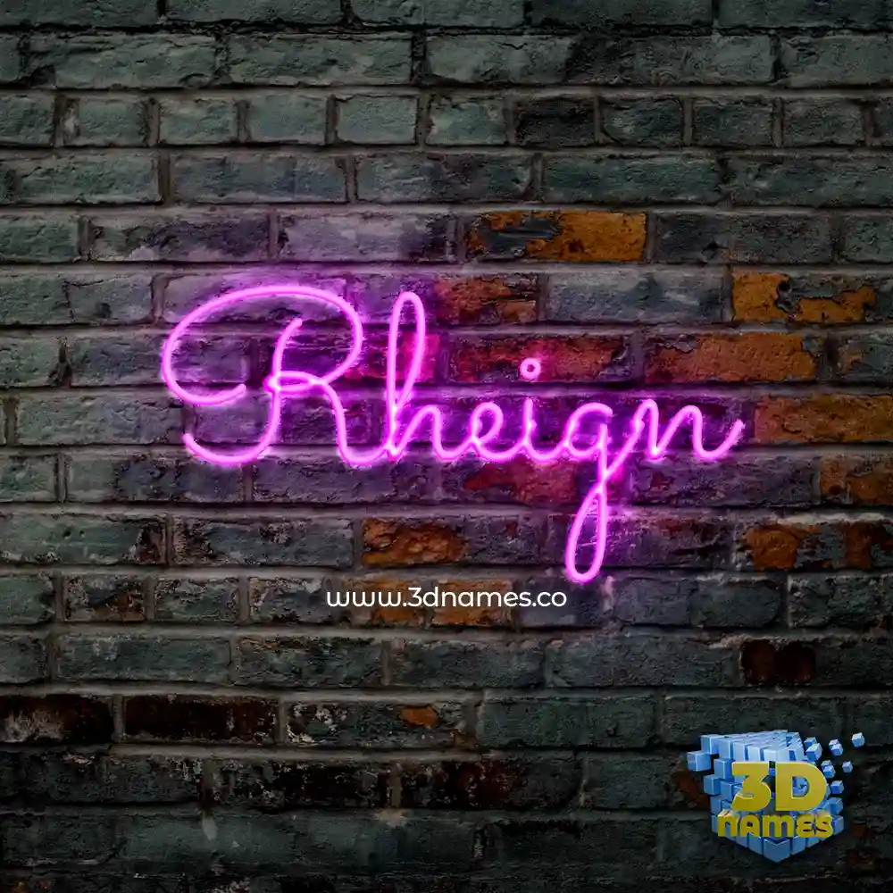 rheign in Pink Neon style - 3D name wallpaper