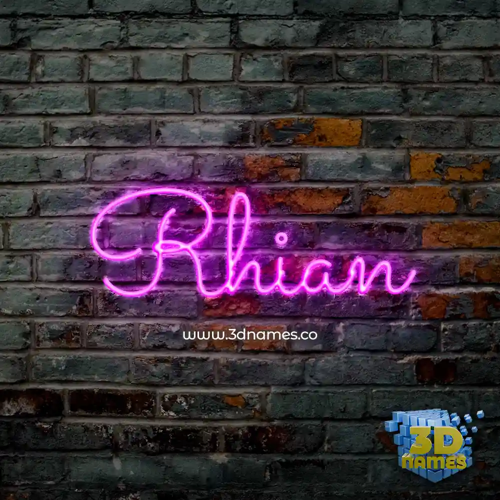 rhian in Pink Neon style - 3D name wallpaper