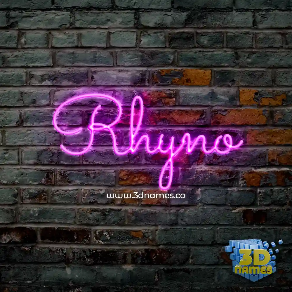 rhyno in Pink Neon style - 3D name wallpaper