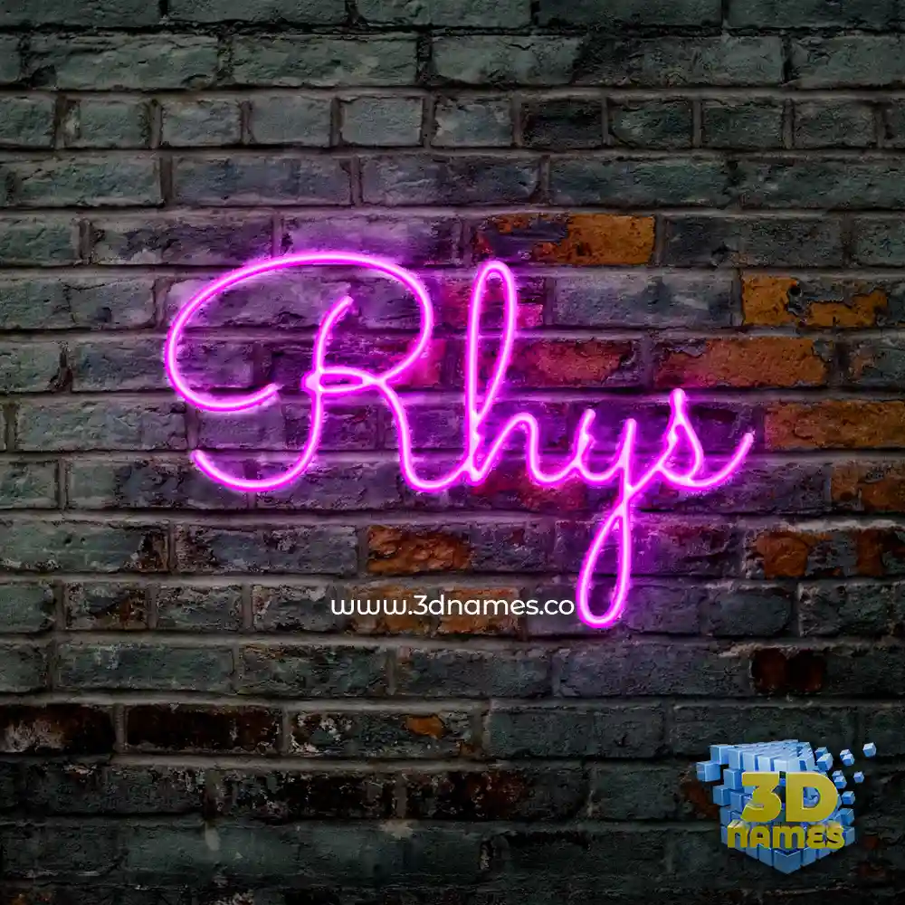 rhys in Pink Neon style - 3D name wallpaper