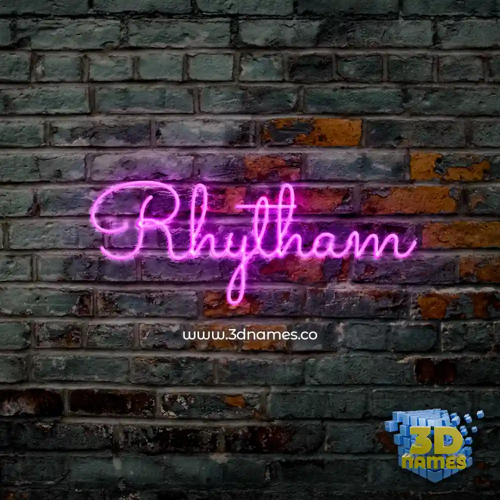 rhytham in Pink Neon style - 3D name wallpaper