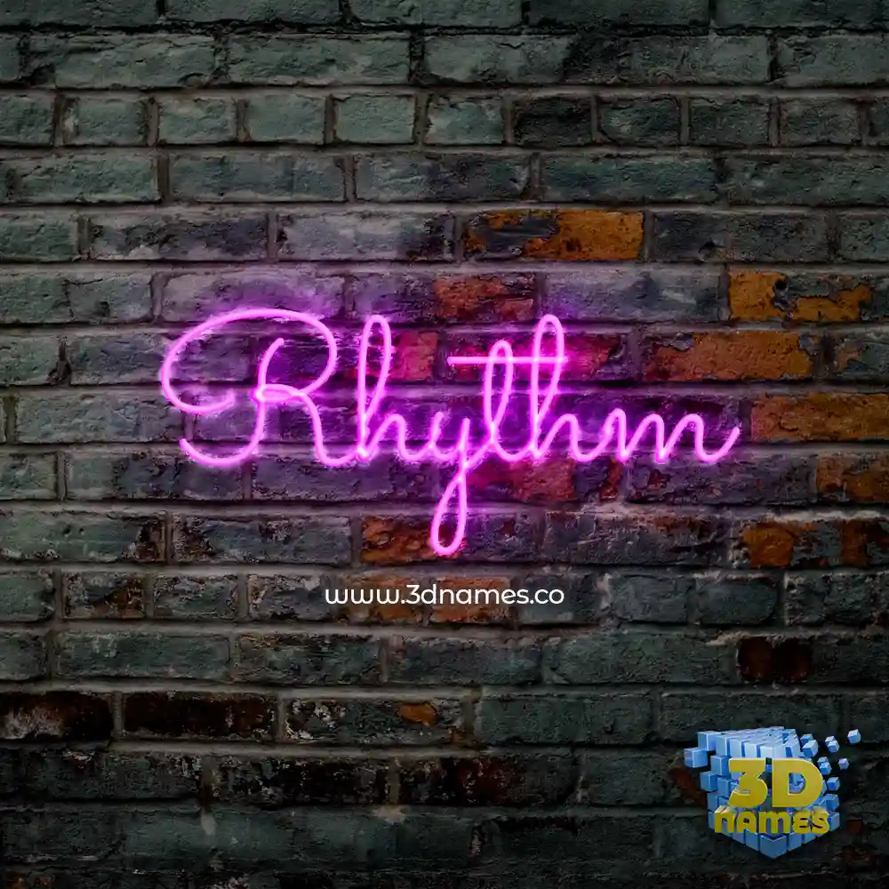 rhythm in Pink Neon style - 3D name wallpaper