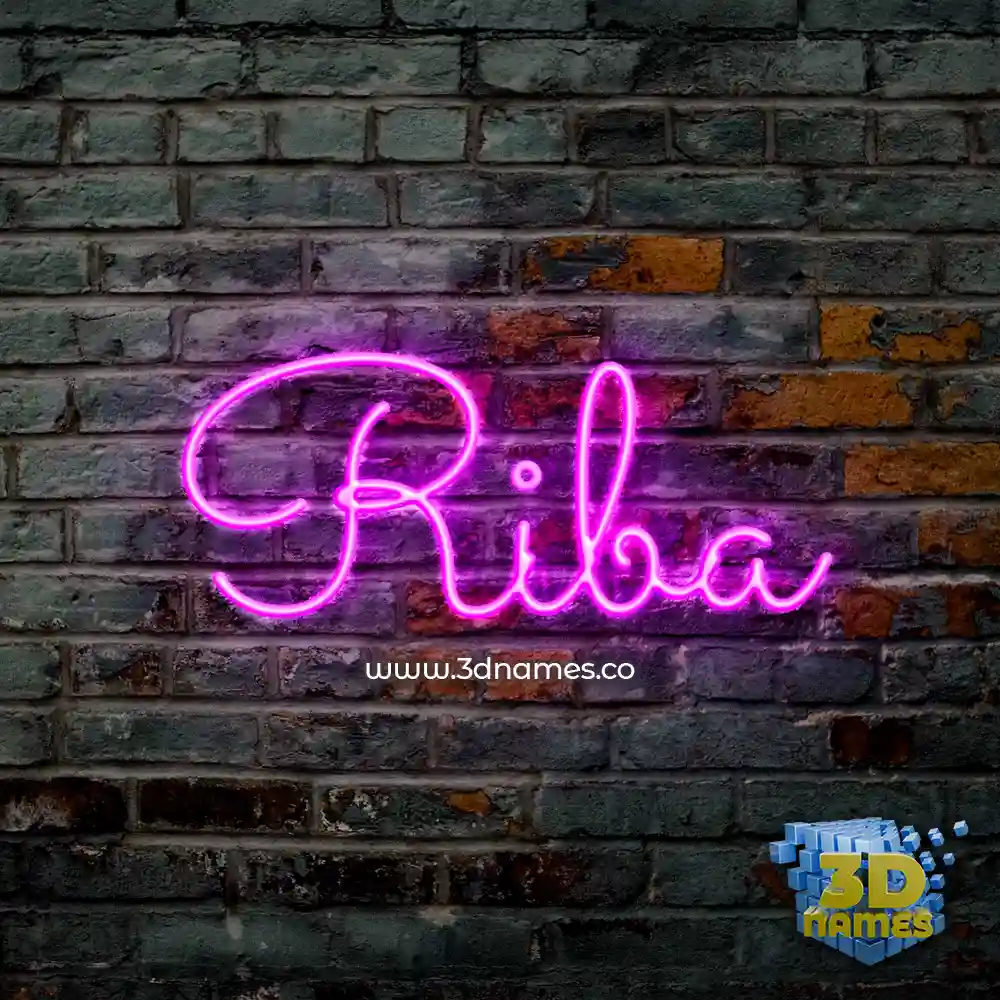 riba in Pink Neon style - 3D name wallpaper