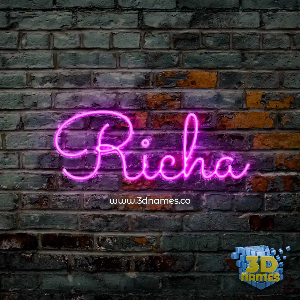 richa in Pink Neon style - 3D name wallpaper