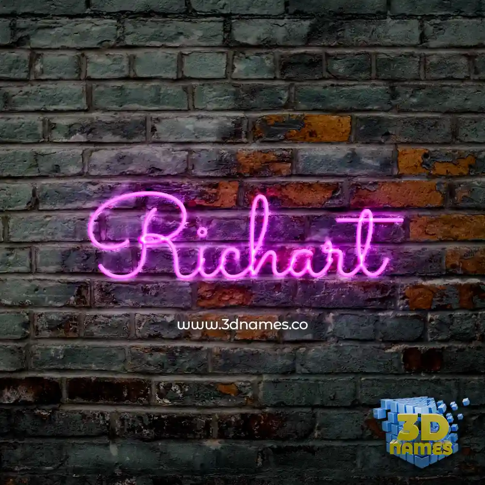 richart in Pink Neon style - 3D name wallpaper