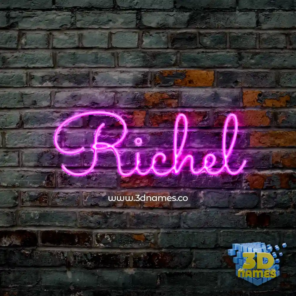 richel in Pink Neon style - 3D name wallpaper