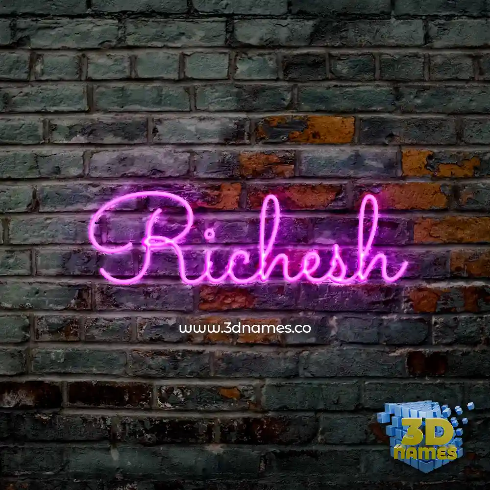 richesh in Pink Neon style - 3D name wallpaper