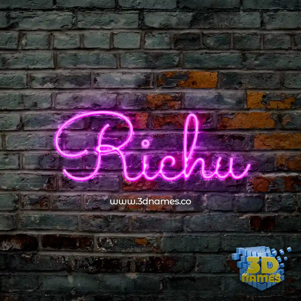 richu in Pink Neon style - 3D name wallpaper