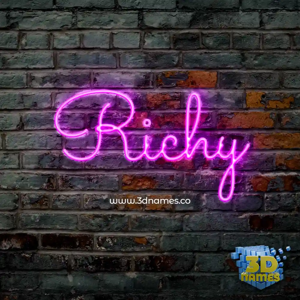 richy in Pink Neon style - 3D name wallpaper
