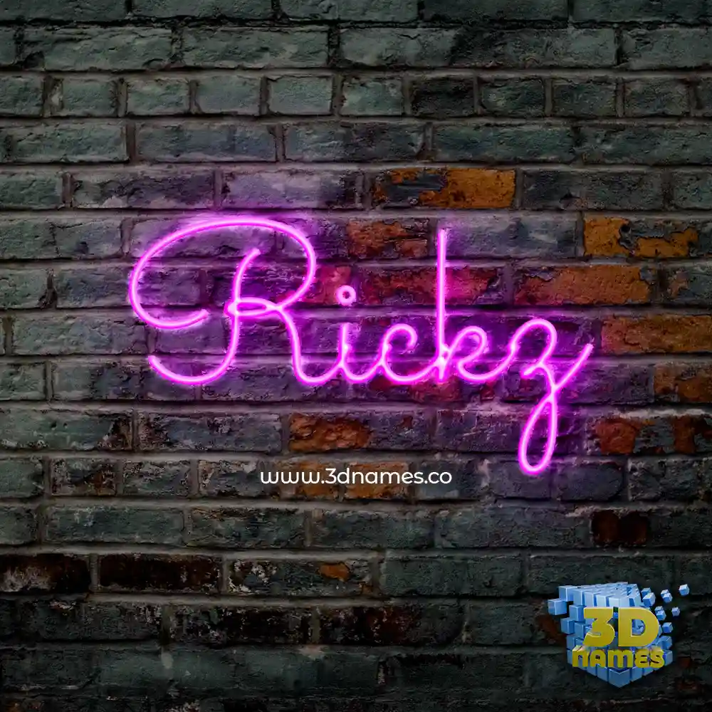 rickz in Pink Neon style - 3D name wallpaper