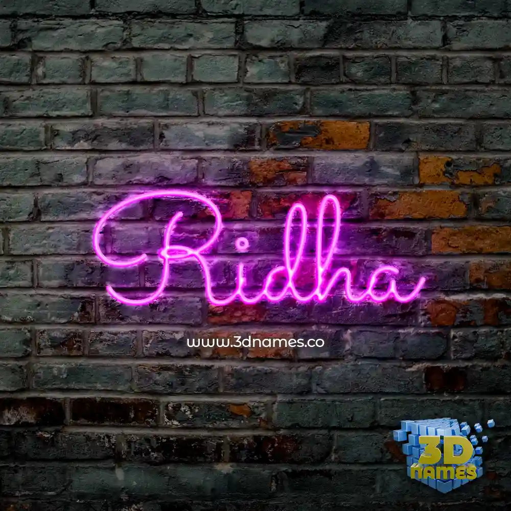 ridha in Pink Neon style - 3D name wallpaper