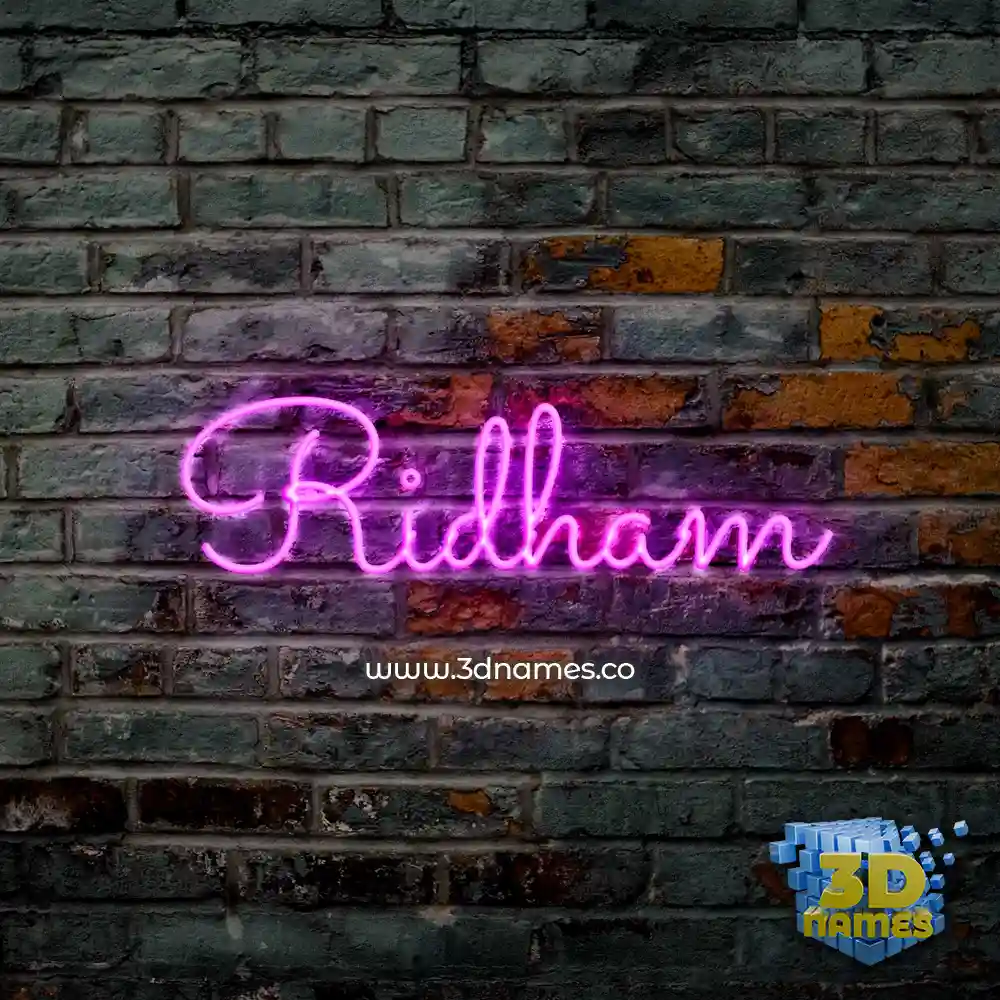 ridham in Pink Neon style - 3D name wallpaper