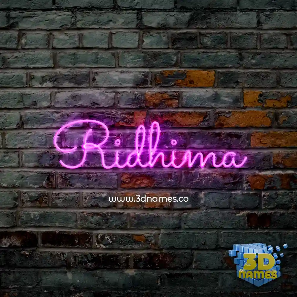 ridhima in Pink Neon style - 3D name wallpaper