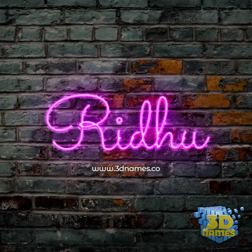 ridhu in Pink Neon style - 3D name wallpaper