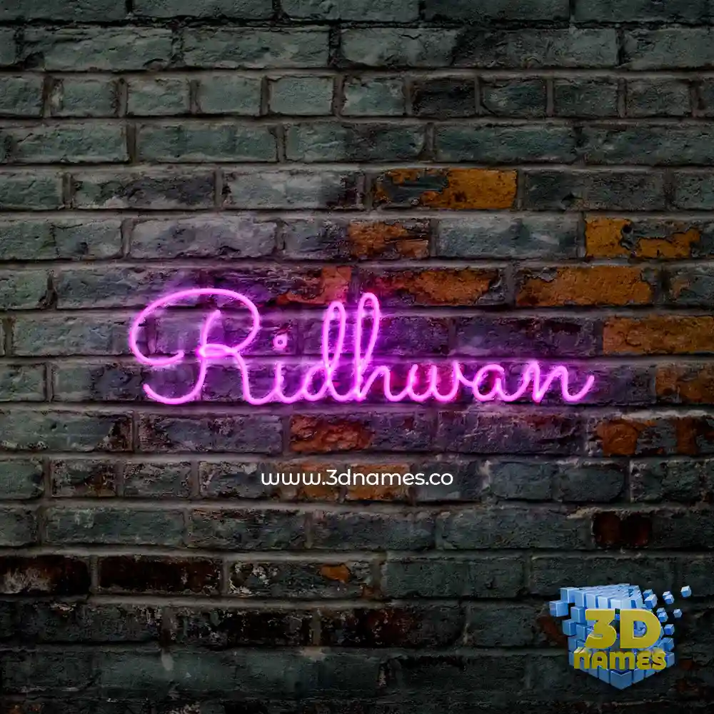 ridhwan in Pink Neon style - 3D name wallpaper