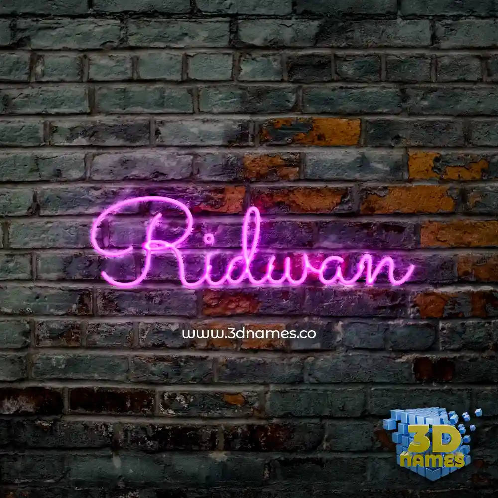 ridwan in Pink Neon style - 3D name wallpaper