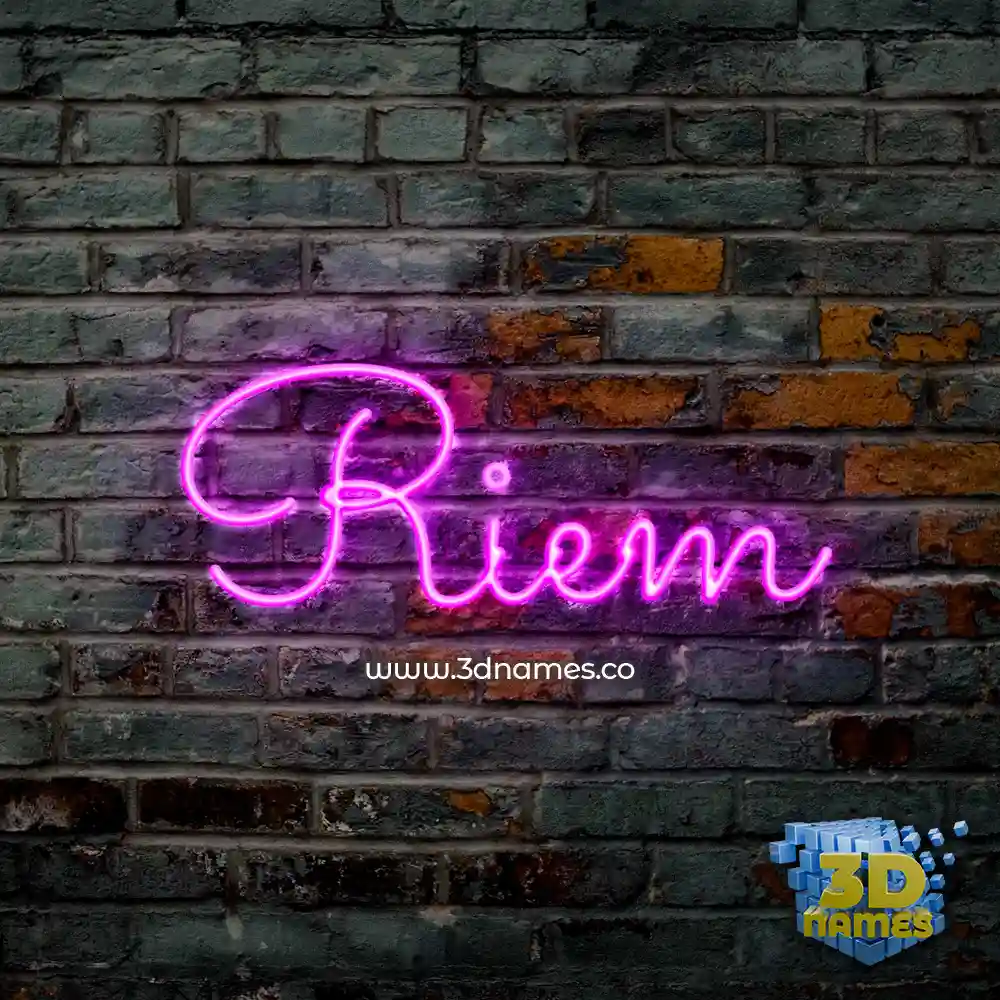 riem in Pink Neon style - 3D name wallpaper