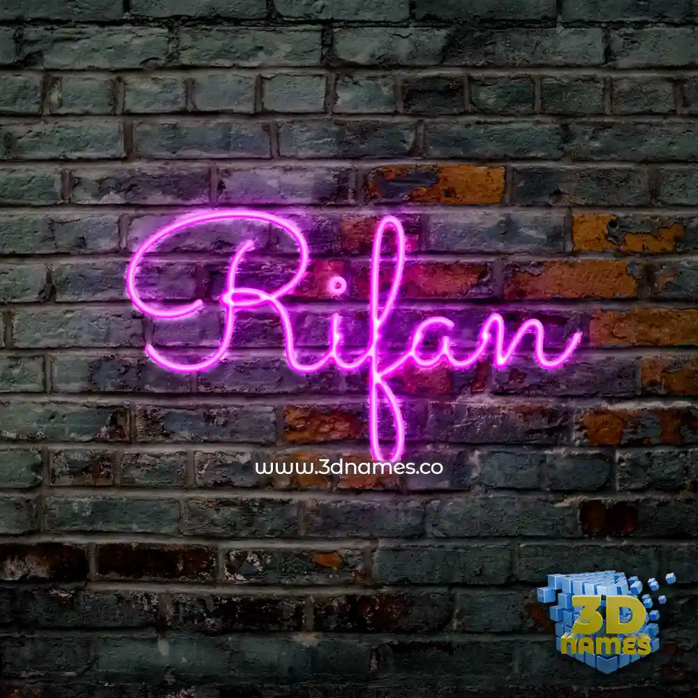 rifan in Pink Neon style - 3D name wallpaper