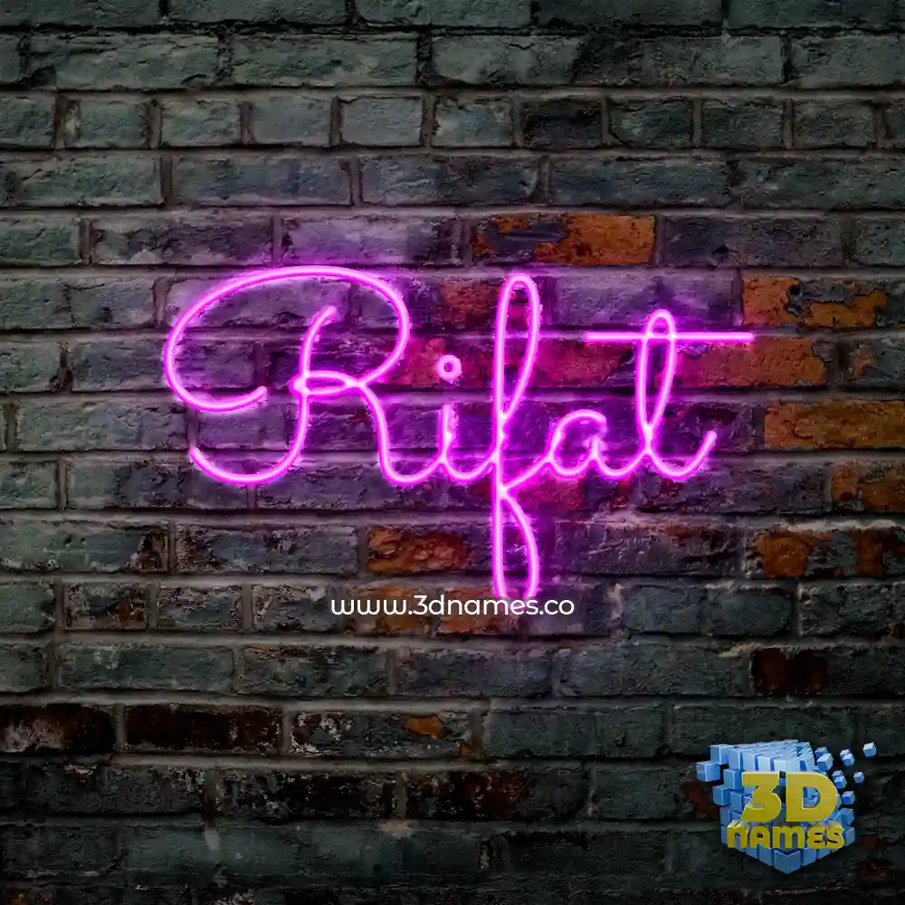 rifat in Pink Neon style - 3D name wallpaper