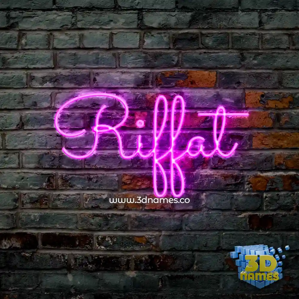 riffat in Pink Neon style - 3D name wallpaper